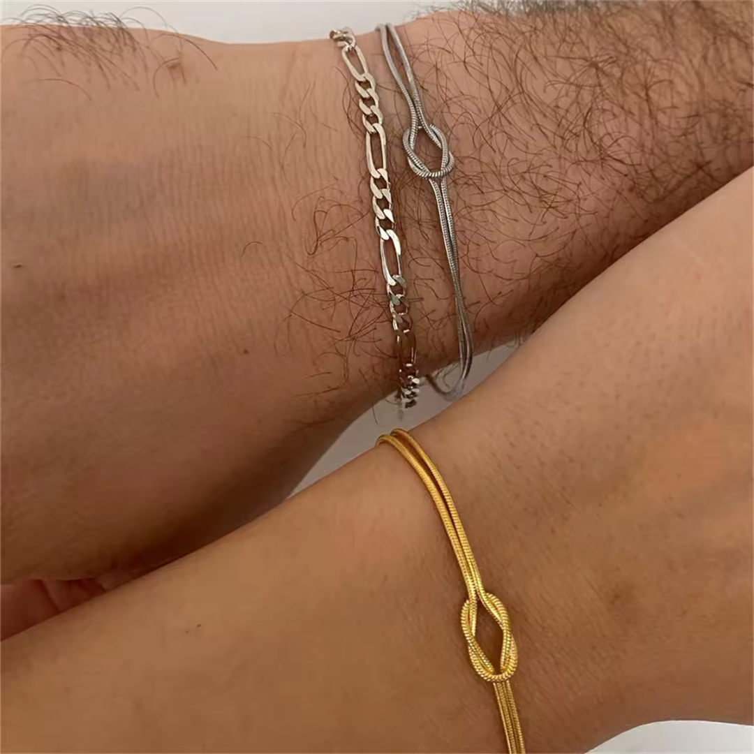 Pulseira Para Casal - Entrelaçados Minimalista